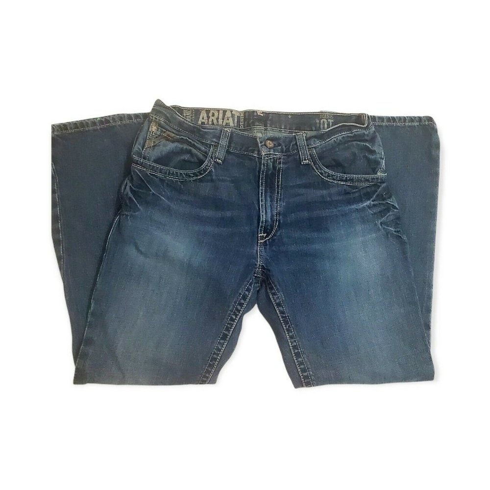 Ariat M4 Jeans Men's 34x32 Low Rise Bootcut Blue Denim Western Cowboy